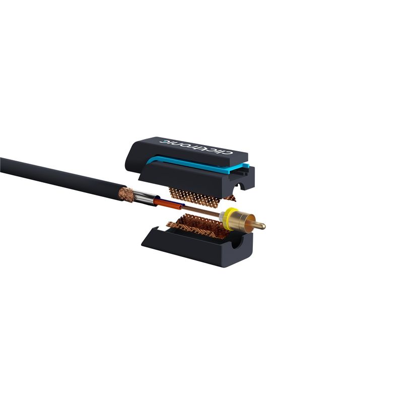 TV, Audio-Video si Foto - Accesorii TV si audio - Cabluri si adaptoare audio - Cablu audio-video Profesional 1x RCA tata-tata 10m 75ohm OFC cupru dublu ecaranat AWG24 aurit Clicktronic 70449 - Infinity.ro