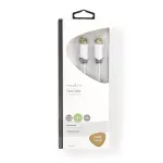 TV, Audio-Video si Foto - Accesorii TV si audio - Antene TV si accesorii - Cablu coaxial Nedis F tata - F tata 2m alb cupru dublu izolat - Infinity.ro