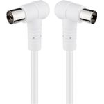 TV, Audio-Video si Foto - Accesorii TV si audio - Cabluri si adaptoare video - Cablu COAXIAL TV antena 2.5m cotit 90 grade mama-tata 75 ohm clasa A 85DB Dublu ecranat CCS alb 67354 Goobay - Infinity.ro