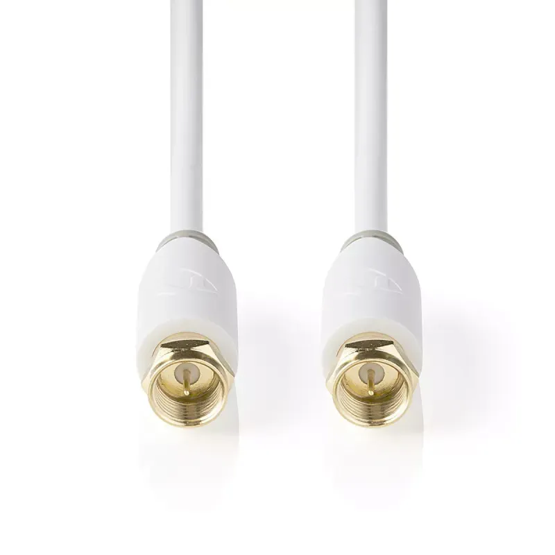 TV, Audio-Video si Foto - Accesorii TV si audio - Antene TV si accesorii - Cablu coaxial Nedis F tata - F tata 2m alb cupru dublu izolat - Infinity.ro