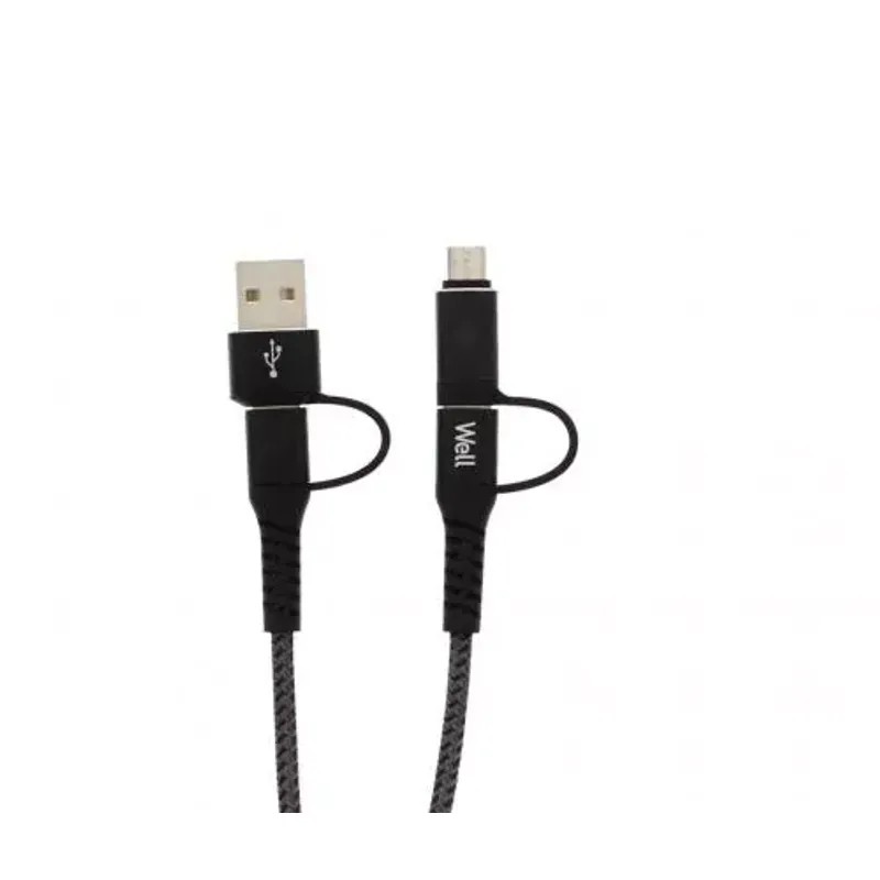 Laptop, Telefoane si Tablete - Telefoane mobile si accesorii - Accesorii Telefoane - Cabluri si adaptoare telefoane - Cablu de date si incarcare 4in1 1m 3A Well negru - Infinity.ro