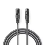TV, Audio-Video si Foto - Accesorii TV si audio - Cabluri si adaptoare audio - Cablu Digital DMX XLR 3-pini tata - XLR 3-pini mama 110 Ohm 1.5m gri Nedis - Infinity.ro