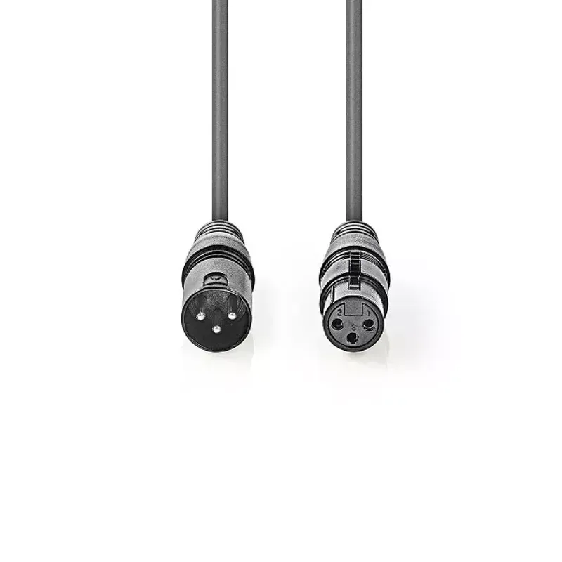 TV, Audio-Video si Foto - Accesorii TV si audio - Cabluri si adaptoare audio - Cablu Digital DMX XLR 3-pini tata - XLR 3-pini mama 110 Ohm 1.5m gri Nedis - Infinity.ro