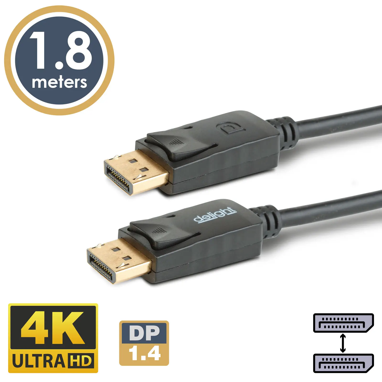 Cablu DisplayPort v1.4 la DisplayPort v1.4 4K HDR + MST 1.8m delight ...