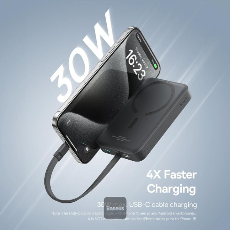 Laptop, Telefoane si Tablete - Telefoane mobile si accesorii - Accesorii Telefoane - Baterii externe - Power bank Baseus Magnetic Mini, 10000mAh, 30W, Negru - Infinity.ro