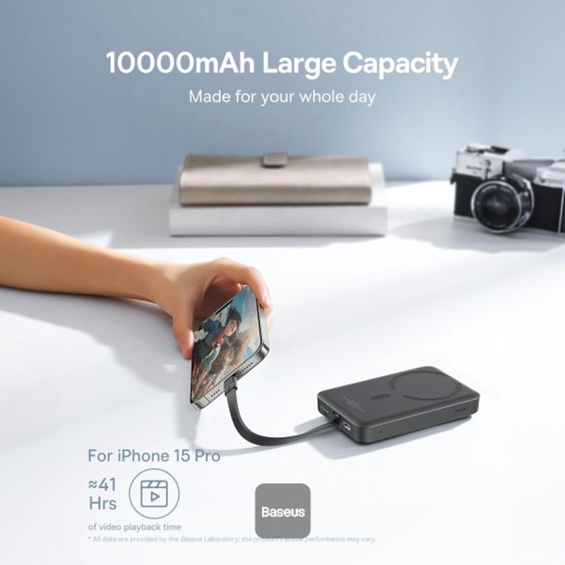 Laptop, Telefoane si Tablete - Telefoane mobile si accesorii - Accesorii Telefoane - Baterii externe - Power bank Baseus Magnetic Mini, 10000mAh, 30W, Negru - Infinity.ro
