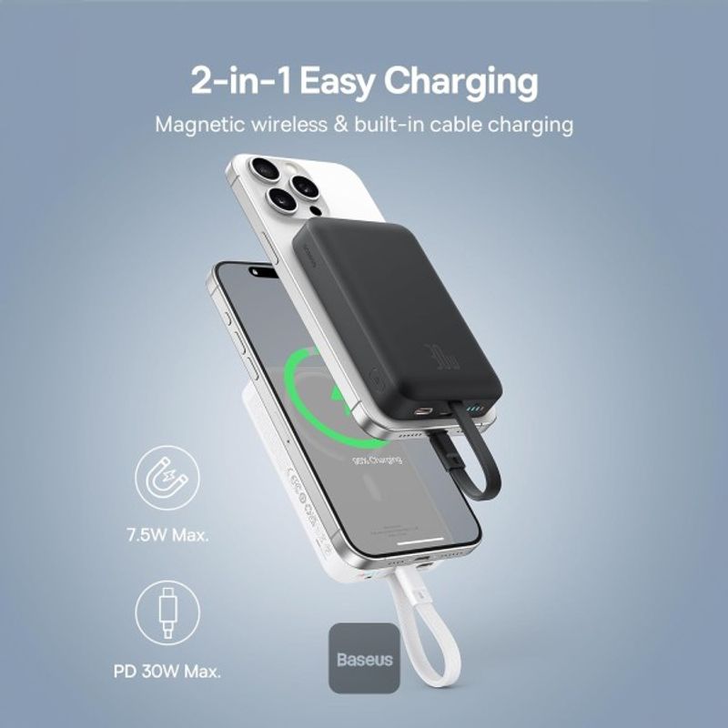 Laptop, Telefoane si Tablete - Telefoane mobile si accesorii - Accesorii Telefoane - Baterii externe - Power bank Baseus Magnetic Mini, 10000mAh, 30W, Negru - Infinity.ro