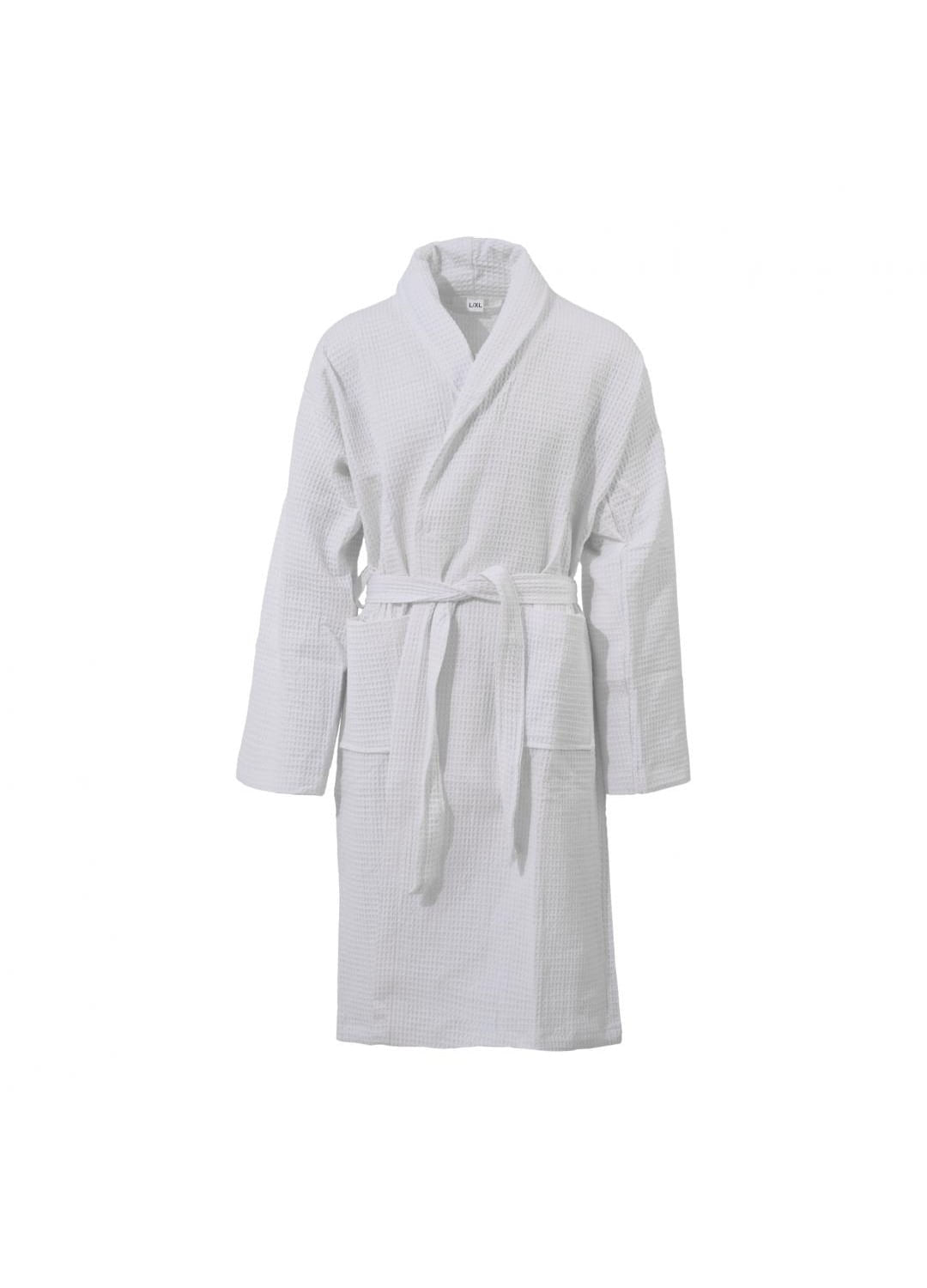 Halat de baie unisex, Bumbac, Alb, L/XL