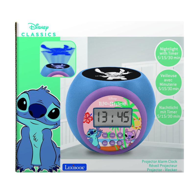 Jucarii, Copii si Bebe - Jucarii si jocuri - Jucarii & jocuri educative - Laptopuri, tablete si gadget-uri copii - Ceas desteptator Lexibook - Disney Stitch, cu proiector - Infinity.ro