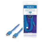 TV, Audio-Video si Foto - Accesorii TV si audio - Cabluri si adaptoare video - Cablu HDMI tata - HDMI tata High Speed cu Ethernet plat 2m albastru VALUELINE - Infinity.ro