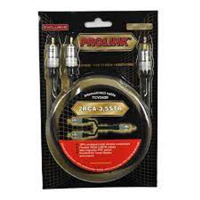 TV, Audio-Video si Foto - Accesorii TV si audio - Cabluri si adaptoare audio - Cablu Jack 3.5 mm mufa tata - tata RCA mufa x2 1.8m negru PROLINK TCV3420-1.8 - Infinity.ro