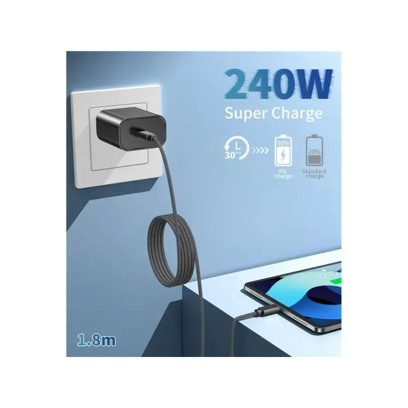 Laptop, Telefoane si Tablete - Telefoane mobile si accesorii - Accesorii Telefoane - Cabluri si adaptoare telefoane - Cablu magnetic date / incarcare USB-C - USB-C Choetech XCC-1054-BK 1.2m PD 100W - Infinity.ro