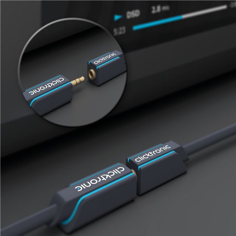 TV, Audio-Video si Foto - Accesorii TV si audio - Cabluri si adaptoare audio - Cablu prelungitor audio Profesional Jack 3.5 mm 3m mama-tata stereo OFC cupru dublu ecaranat fara oxigen Clicktronic 70488 - Infinity.ro