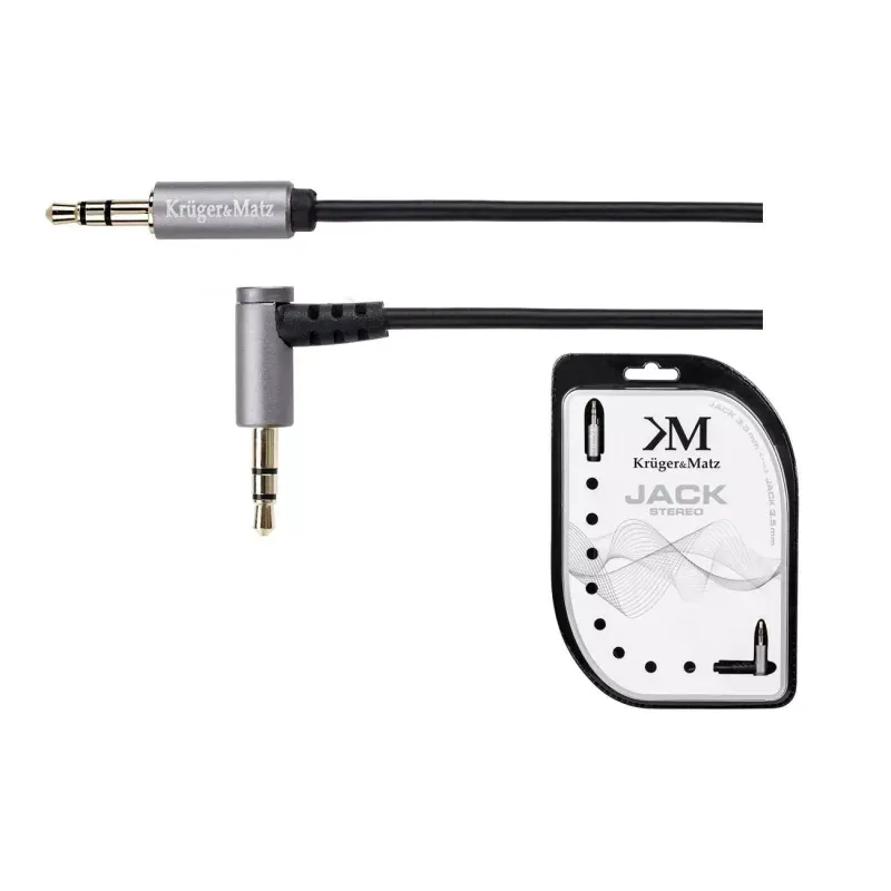 TV, Audio-Video si Foto - Accesorii TV si audio - Cabluri si adaptoare audio - Cablu prelungitor Jack 3.5 mm la 3.5 90 grade 1m Profesional Kruger&Matz - Infinity.ro