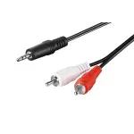 TV, Audio-Video si Foto - Accesorii TV si audio - Cabluri si adaptoare audio - Cablu RCA mufa x2 Jack 3.5mm 3 pin mufa 0.5m culoare neagra Goobay 51701 - Infinity.ro