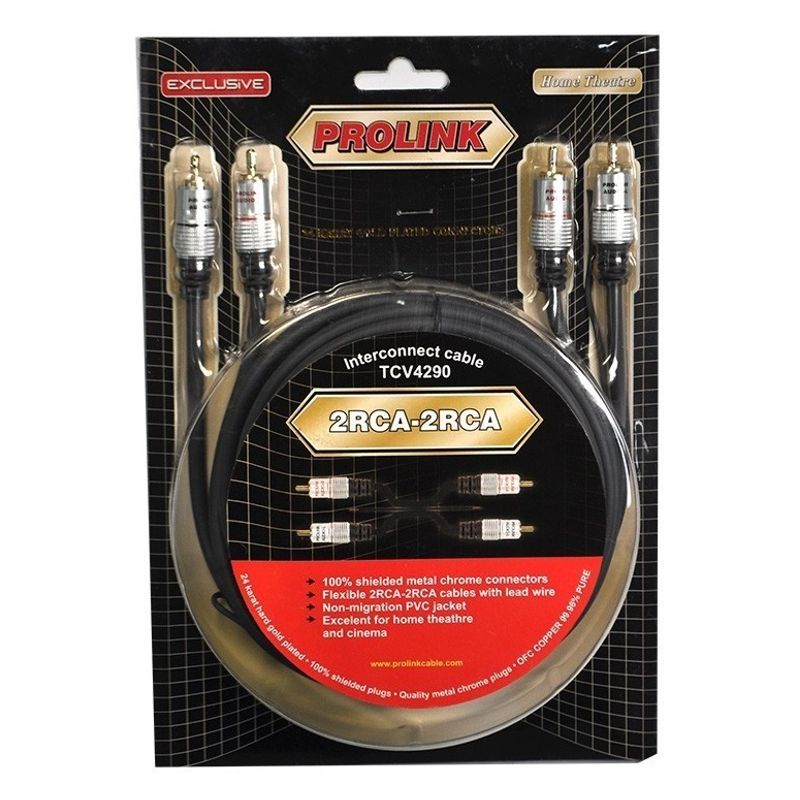 TV, Audio-Video si Foto - Accesorii TV si audio - Cabluri si adaptoare audio - Cablu RCA mufa tata x2 din ambele parti 1.8m negru PROLINK TCV4270-1.8 - Infinity.ro