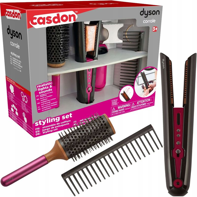Jucarii, Copii si Bebe - Jucarii si jocuri - Jucarii de rol - Seturi de curatenie copii si accesorii - Kit de styling, Casdon, Dyson, roz si gri, pentru copii peste 3 ani - Infinity.ro