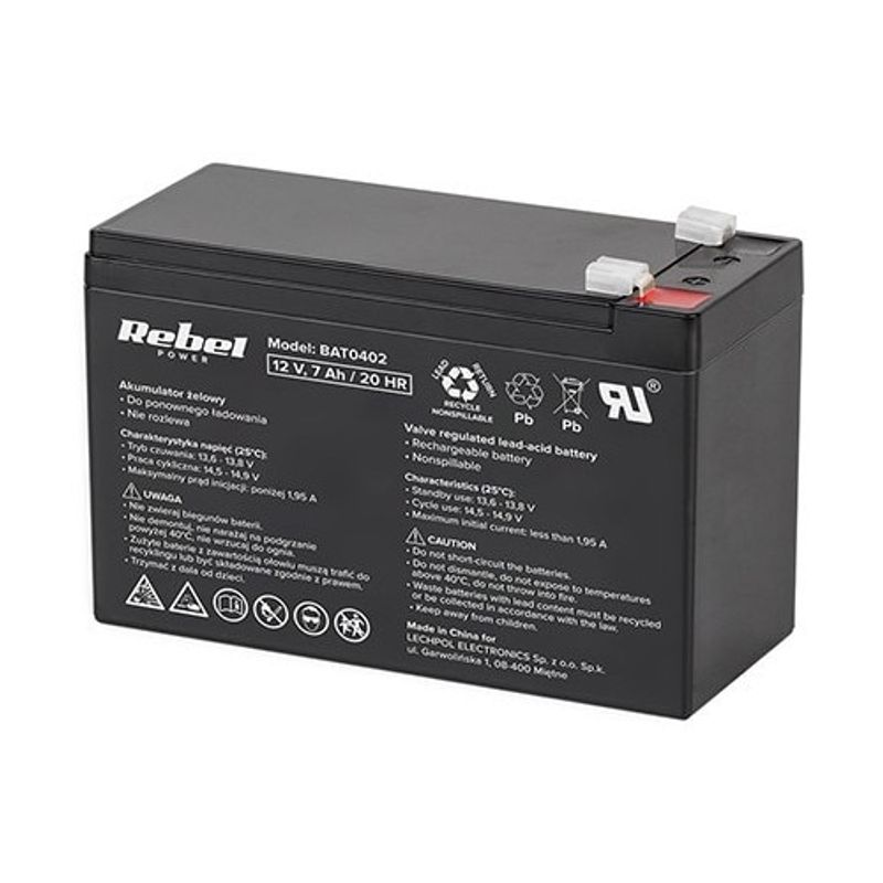 Casa si Gradina - Electrice - Accesorii electrice - Baterii, acumulatori si incarcatoare - Baterie gel, Rebel, 12V, 7Ah, Negru - Infinity.ro