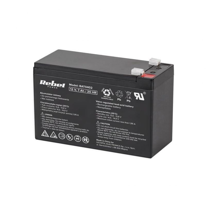 Casa si Gradina - Electrice - Accesorii electrice - Baterii, acumulatori si incarcatoare - Baterie gel, Rebel, 12V, 7Ah, Negru - Infinity.ro