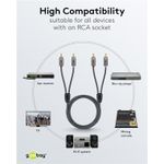 TV, Audio-Video si Foto - Accesorii TV si audio - Cabluri si adaptoare audio - Cablu stereo 2x RCA tata-tata 0.5m premium extrem de flexibil textil negru Goobay Plus 65291 - Infinity.ro