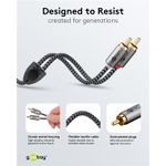 TV, Audio-Video si Foto - Accesorii TV si audio - Cabluri si adaptoare audio - Cablu stereo 2x RCA tata-tata 0.5m premium extrem de flexibil textil negru Goobay Plus 65291 - Infinity.ro