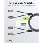 TV, Audio-Video si Foto - Accesorii TV si audio - Cabluri si adaptoare audio - Cablu stereo 2x RCA tata-tata 0.5m premium extrem de flexibil textil negru Goobay Plus 65291 - Infinity.ro