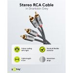 TV, Audio-Video si Foto - Accesorii TV si audio - Cabluri si adaptoare audio - Cablu stereo 2x RCA tata-tata 0.5m premium extrem de flexibil textil negru Goobay Plus 65291 - Infinity.ro