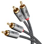 TV, Audio-Video si Foto - Accesorii TV si audio - Cabluri si adaptoare audio - Cablu stereo 2x RCA tata-tata 0.5m premium extrem de flexibil textil negru Goobay Plus 65291 - Infinity.ro
