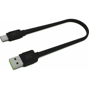 Cablu USB 2.0 A mufa - USB type C mufa 0.25m plat negru Green Cell KABGC03