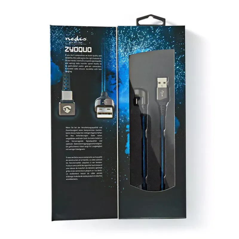 Laptop, Telefoane si Tablete - Telefoane mobile si accesorii - Accesorii Telefoane - Cabluri si adaptoare telefoane - Cablu USB 2.0 A tata - USB Type C tata conector gaming 180 2m NEDIS - Infinity.ro