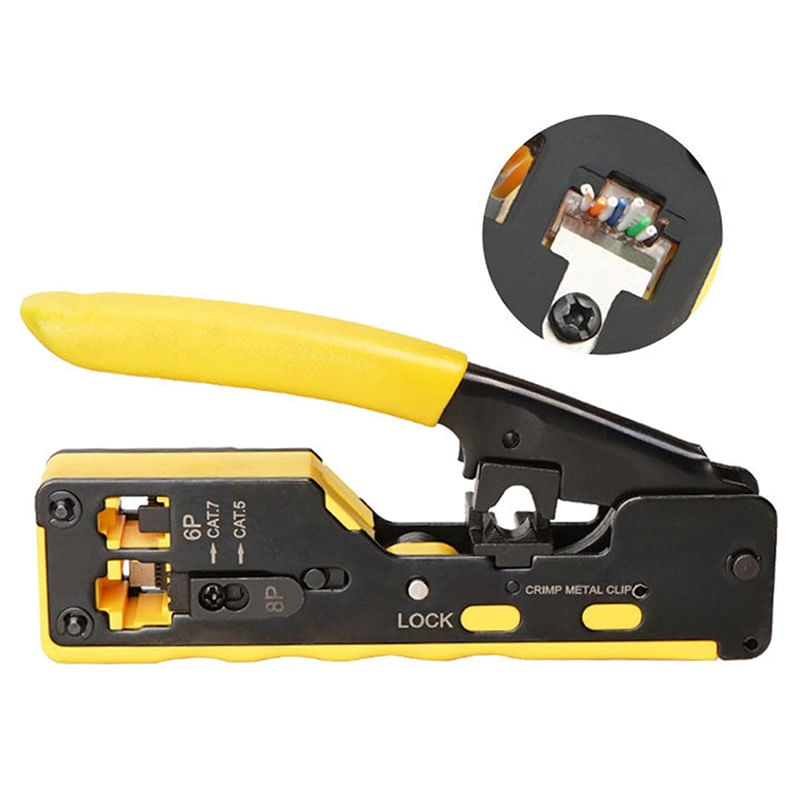 Casa si Gradina - Constructii - Scule de mana si unelte - Clesti si patenti - Cleste sertizare RJ45 Pass Trough CAT7 CAT6 CAT5 +RJ11 6 pin HT-7088 EUROKOMP E6059 - Infinity.ro
