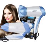 Ingrijire personala si Cosmetice - Aparate & accesorii ingrijire personala - Hair styling - Uscatoare de par - Uscator de par de voiaj, Pliabil, 1200 W, 2 trepte de putere, Alb/Albastru - Infinity.ro