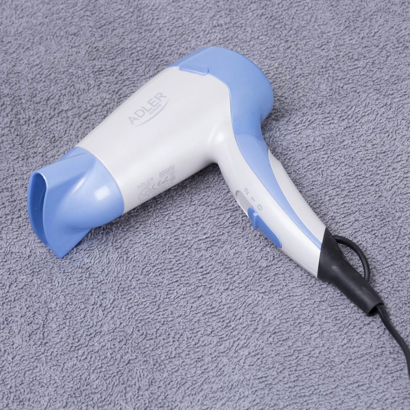 Ingrijire personala si Cosmetice - Aparate & accesorii ingrijire personala - Hair styling - Uscatoare de par - Uscator de par de voiaj, Pliabil, 1200 W, 2 trepte de putere, Alb/Albastru - Infinity.ro