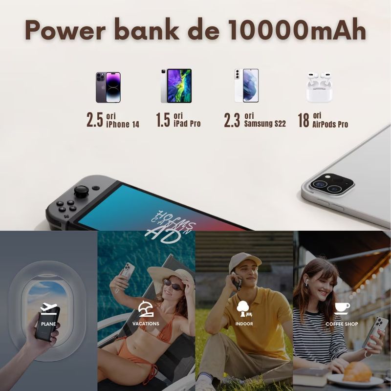 Laptop, Telefoane si Tablete - Telefoane mobile si accesorii - Accesorii Telefoane - Baterii externe - Power bank, Veger, 10000mAh, type-c, lighting, 22.5W, ultra-thin, Negru - Infinity.ro