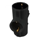 Casa si Gradina - Electrice - Accesorii electrice - Prelungitoare, triple, fise - Distribuitor tip T 3x prize schuko cu protectie negru 16A 3680W TPF-26/BK Home - Infinity.ro