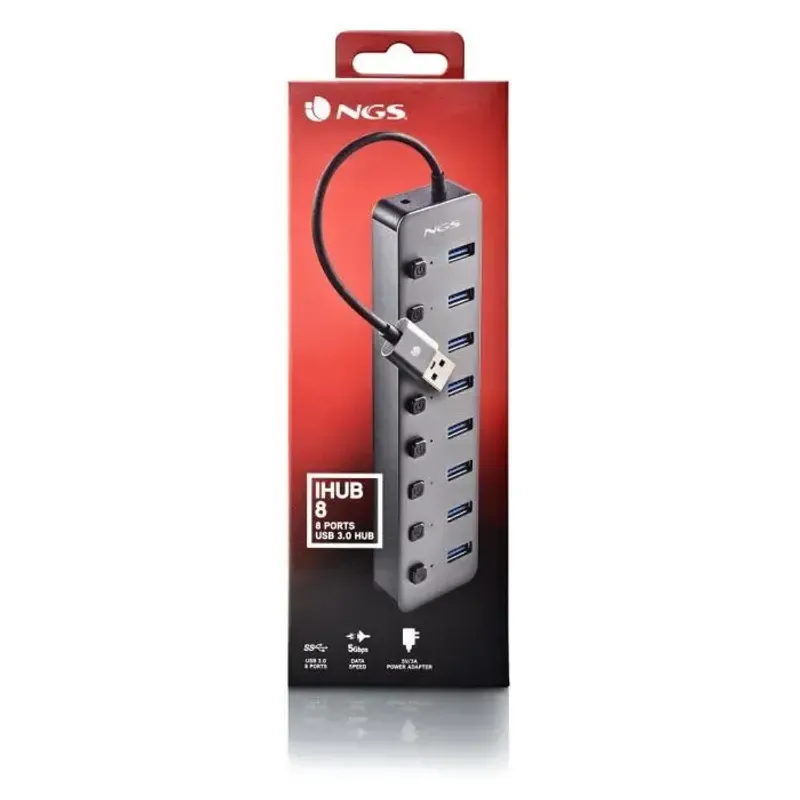 PC, gaming si accesorii - Retelistica - Hub-uri - HUB USB 3.0 NGS iHub8 cu 8 porturi si alimentator HUB-IHUB8-NGS - Infinity.ro