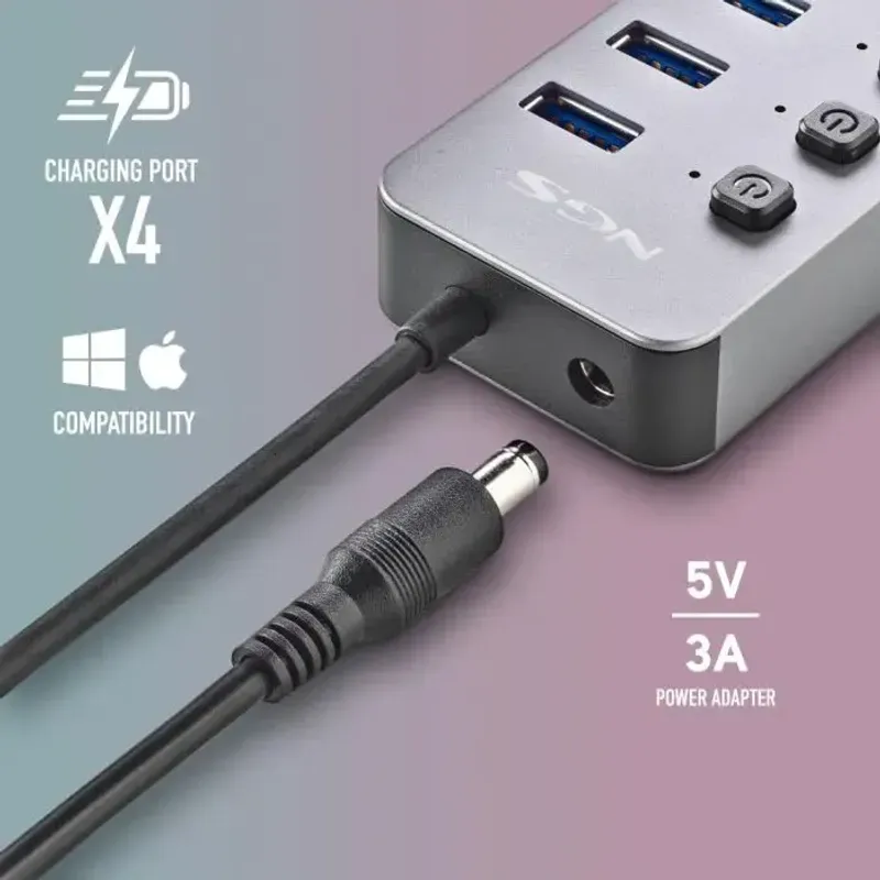PC, gaming si accesorii - Retelistica - Hub-uri - HUB USB 3.0 NGS iHub8 cu 8 porturi si alimentator HUB-IHUB8-NGS - Infinity.ro