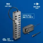 PC, gaming si accesorii - Retelistica - Hub-uri - HUB USB 3.0 NGS iHub10 cu 10 porturi si alimentator inclus - Infinity.ro