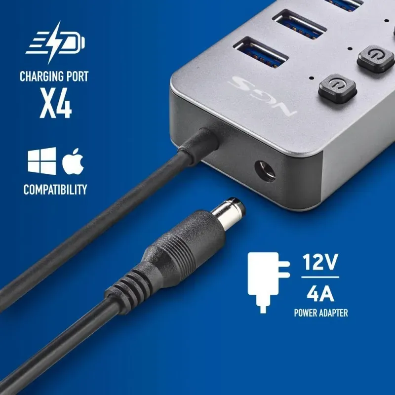 PC, gaming si accesorii - Retelistica - Hub-uri - HUB USB 3.0 NGS iHub10 cu 10 porturi si alimentator inclus - Infinity.ro