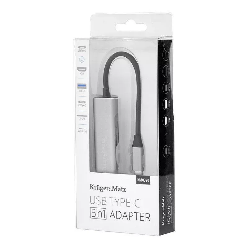 PC, gaming si accesorii - Retelistica - Hub-uri - HUB USB Type C - HDMI USB3.0 SD MICROSD +USB Type C KRUGER&MATZ - Infinity.ro