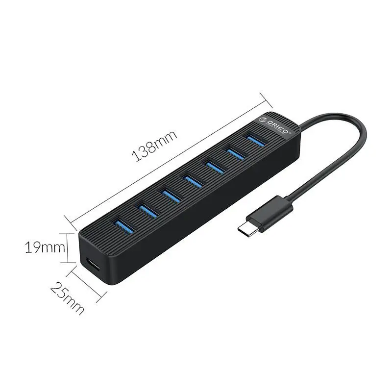 PC, gaming si accesorii - Retelistica - Hub-uri - HUB USB Orico TWC3-7A-BK cu 7 port-uri USB3.0 negru 15cm - Infinity.ro
