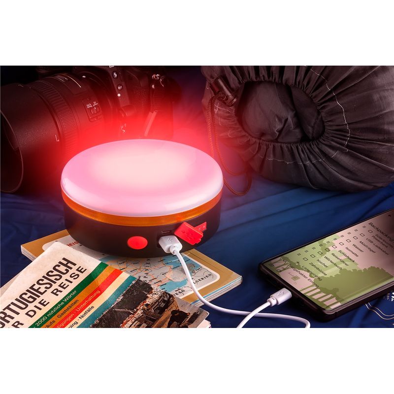 Casa si Gradina - Corpuri si surse de iluminat - Iluminat exterior - Lampi solare - Lampa solara de camping cu LED acumulator 18650 si telecomanda IR Goobay 60344 - Infinity.ro
