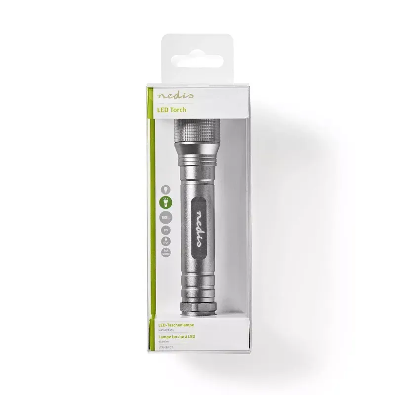 Casa si Gradina - Corpuri si surse de iluminat - Iluminat exterior - Lanterne - Lanterna LED Cree 3W 150lm IPX5 gri 2x AA 158mm Nedis - Infinity.ro