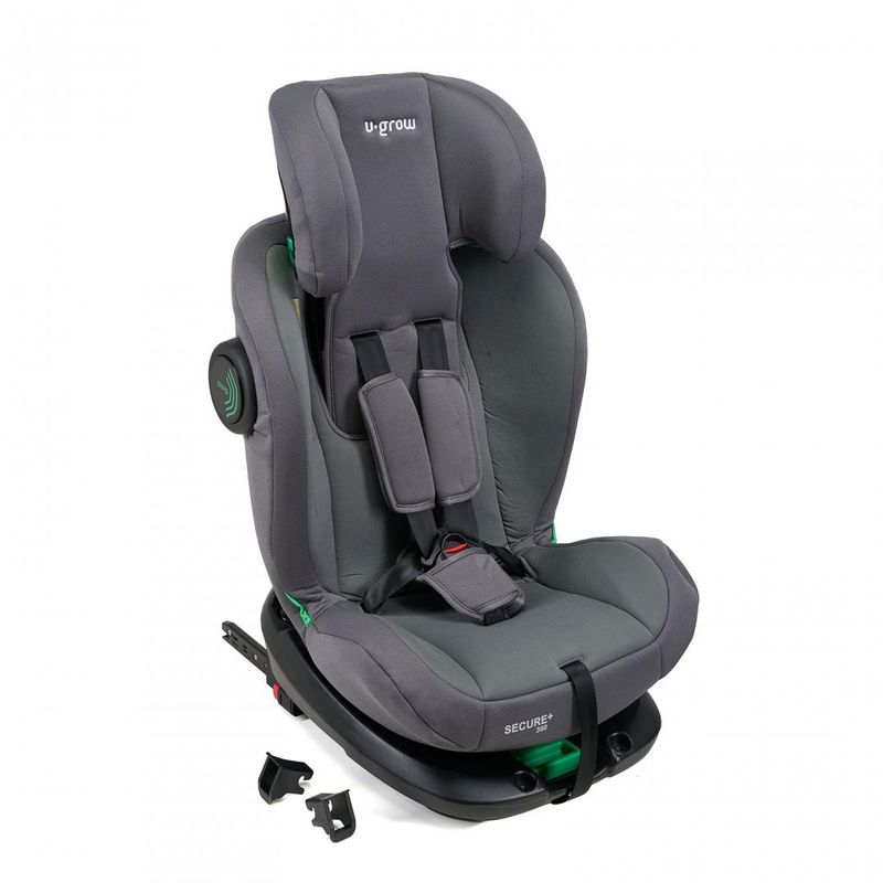 Jucarii, Copii si Bebe - Carucioare si articole de transport - Scaune auto copii - Scaun auto U-Grow Secure+ UG-HB51-GR, rotativ 360, 40-150cm, Isofix, gri - Infinity.ro
