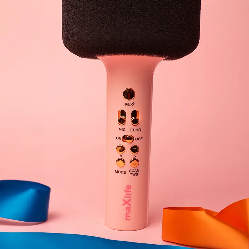 TV, Audio-Video si Foto - Accesorii TV si audio - Microfoane - Microfon Karaoke Bluetooth cu difuzor incorporat roz maXlife MXBM-600 OEM0200494 - Infinity.ro