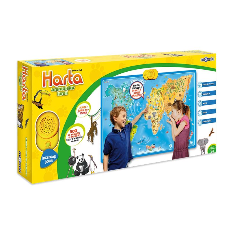 Jucarii, Copii si Bebe - Jucarii si jocuri - Jucarii & jocuri educative - Jocuri si jucarii educative - Harta interactiva a lumii Momki cu animale - Infinity.ro