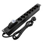 PC, gaming si accesorii - Servere - PDU - Bara Alimentare aluminiu / pdu, 19 inch, 7 prize schuko + siguranta automata, 16a, 3500w, 3x1.5, 2m -emtex - Infinity.ro