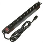 PC, gaming si accesorii - Servere - PDU - Bara alimentare aluminiu / PDU, 19 inch, 9 prize Schuko, 16A, 3500W, 3x1.5, 3m, stecher C14 - EMTEX - Infinity.ro