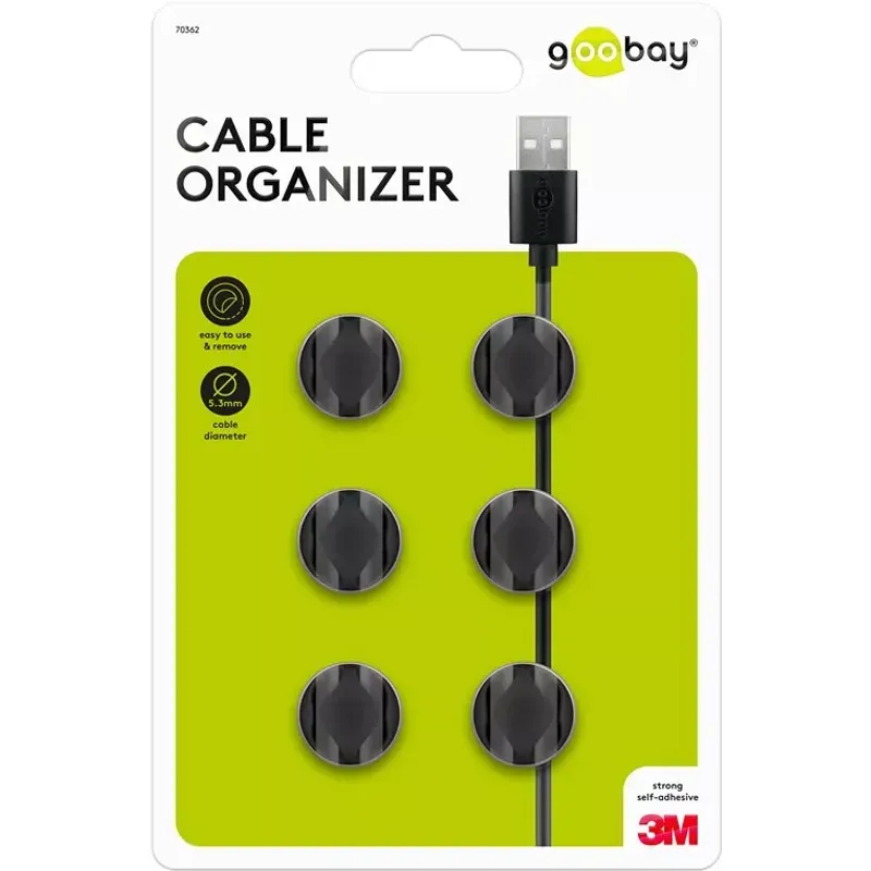Carti si Birotica - Birotica - Accesorii de birou - Alte accesorii birou - Organizatoare cabluri 6buc cu 2 sloturi negru Goobay - Infinity.ro