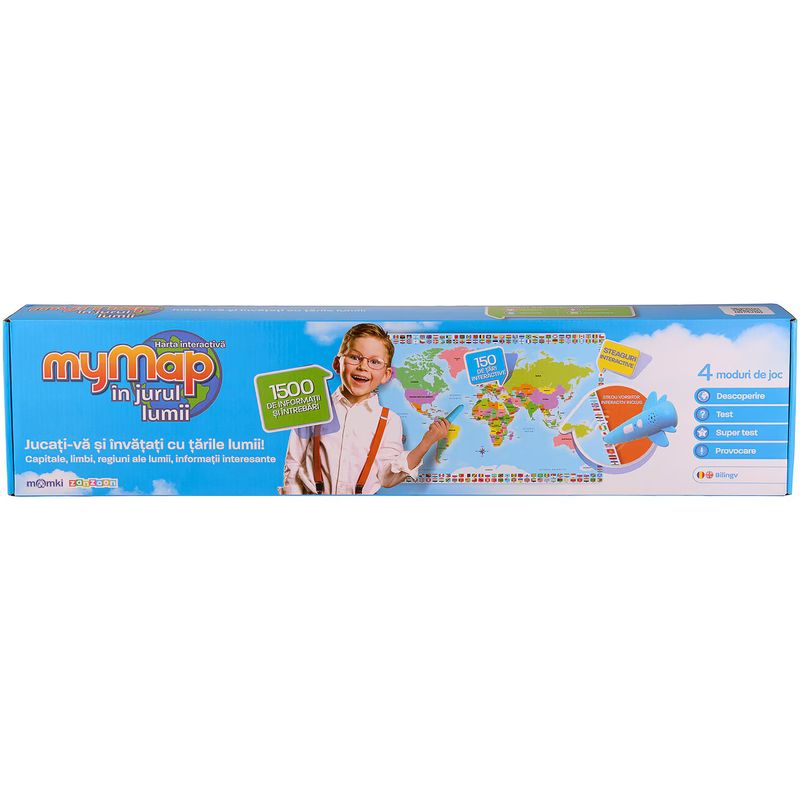 Jucarii, Copii si Bebe - Jucarii si jocuri - Jucarii & jocuri educative - Jocuri si jucarii educative - Harta interactiva a lumii Momki, cu creion interactiv, bilingv, romana-engleza - Infinity.ro